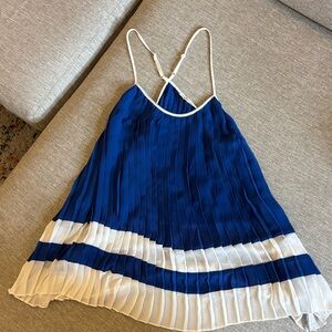The Impeccable Pig Blue and White Pleated Tank Top